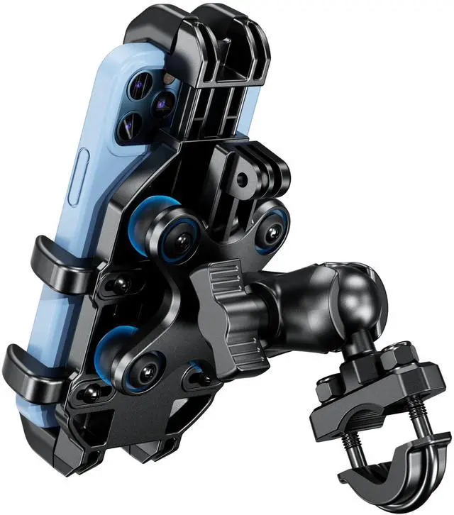 Main image of BRCOVAN Motorcycle Phone Mount Holder with Vibration Dampener, Anti-Shake Handlebar Cellphone Cradle for Bike Bicycle Scooter ATV, Adjustable Fit 5.4-6.9'' Smartphone