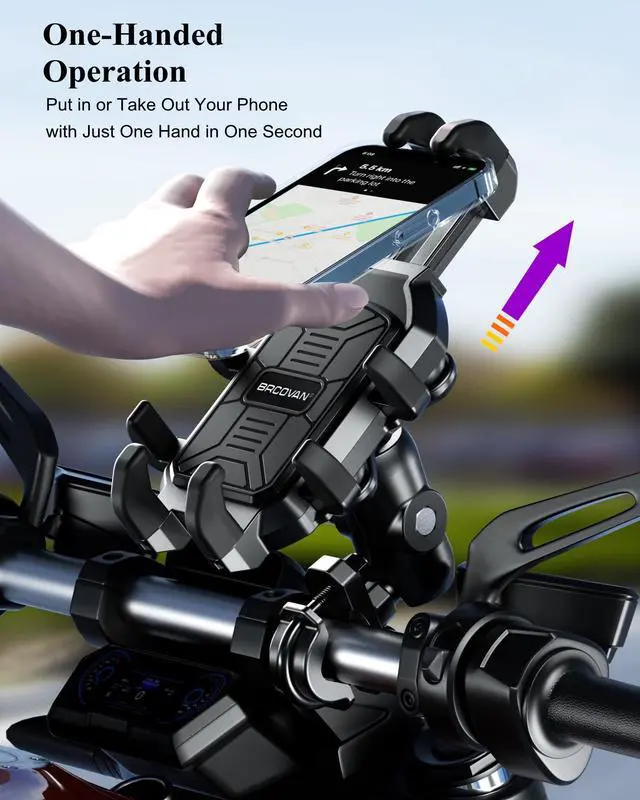 Alt view image 5 of 7 - BRCOVAN Motorcycle Phone Mount Holder with Vibration Dampener, Anti-Shake Handlebar Cellphone Cradle for Bike Bicycle Scooter ATV, Adjustable Fit 5.4-6.9'' Smartphone