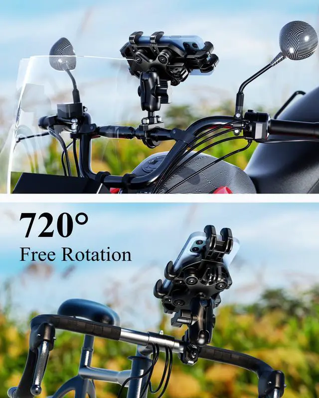 Alt view image 6 of 7 - BRCOVAN Motorcycle Phone Mount Holder with Vibration Dampener, Anti-Shake Handlebar Cellphone Cradle for Bike Bicycle Scooter ATV, Adjustable Fit 5.4-6.9'' Smartphone