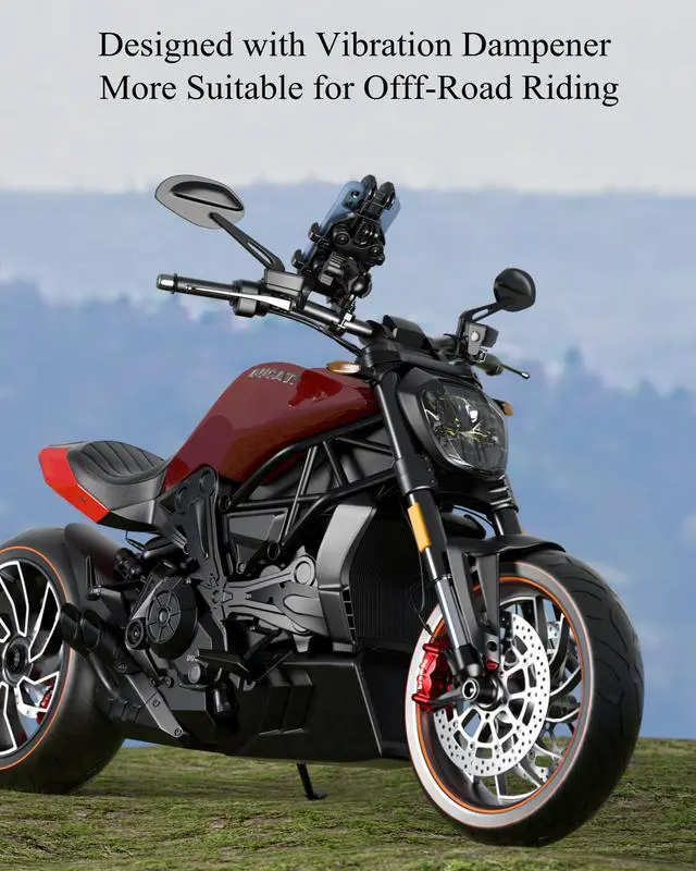 Alt view image 7 of 7 - BRCOVAN Motorcycle Phone Mount Holder with Vibration Dampener, Anti-Shake Handlebar Cellphone Cradle for Bike Bicycle Scooter ATV, Adjustable Fit 5.4-6.9'' Smartphone