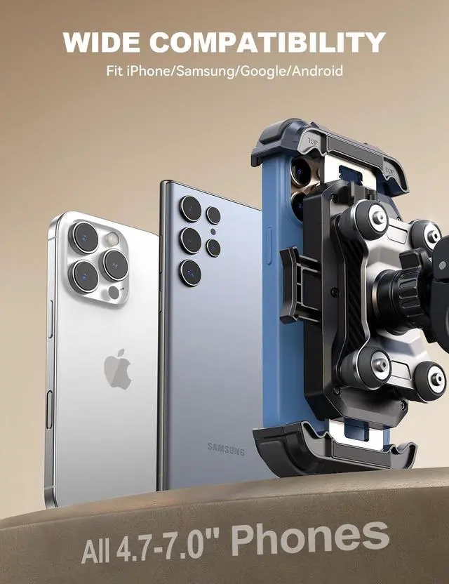 Alt view image 7 of 7 - JOYROOM Motorcycle Phone Mount Holder - [Dual Vibration Dampener] 150mph Anti-Shock Phone Holder for Motorcycle [Upgrade Metal Handlebar Clamp] - Bicycle Bike Phone Holder Mount for 4.7-7" Cell Phones