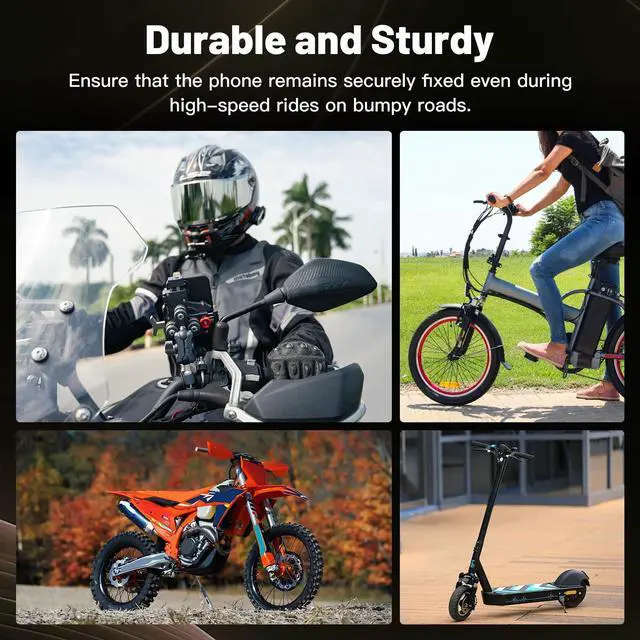 Alt view image 3 of 7 - Kongeeker Aluminum Motorcycle Cell Phone Mount with Vibration Dampener, M1 Anti-Theft MTB Phone Mount for Motorcycle ATV Bike UTV Scooter, ATV Phone Holder Fit 6.1"-7.2" Phone, High-Speed Secure Lock