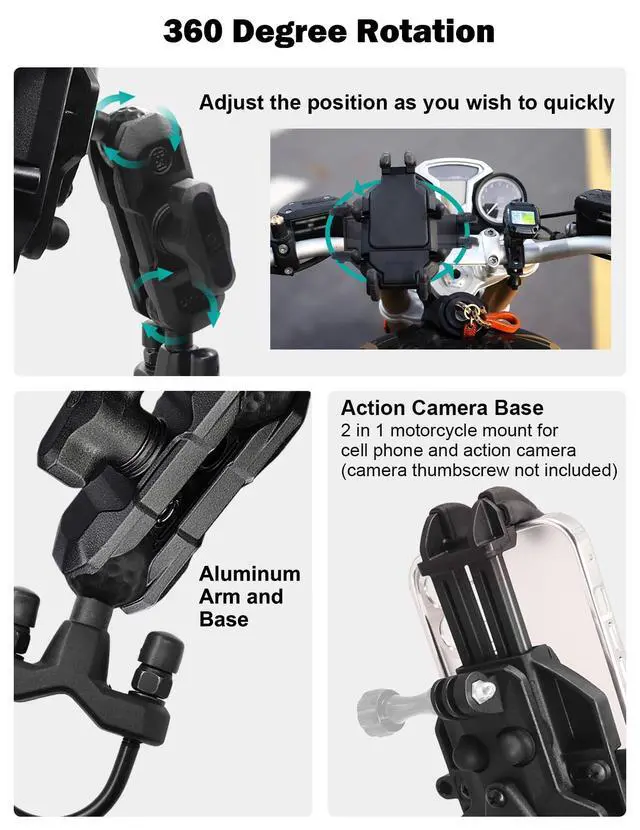 Alt view image 4 of 7 - WINDFRD Vibration Dampening Motorcycle Phone Mount, Solid Phone Holder with Vibration Dampener, Protect Cell Phone Components, Compatible with Motorcycle Handlebar
