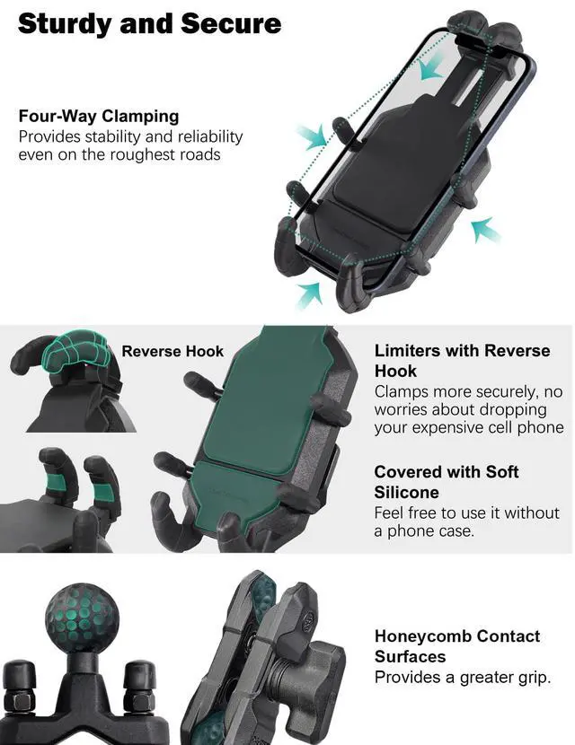 Alt view image 5 of 7 - WINDFRD Vibration Dampening Motorcycle Phone Mount, Solid Phone Holder with Vibration Dampener, Protect Cell Phone Components, Compatible with Motorcycle Handlebar