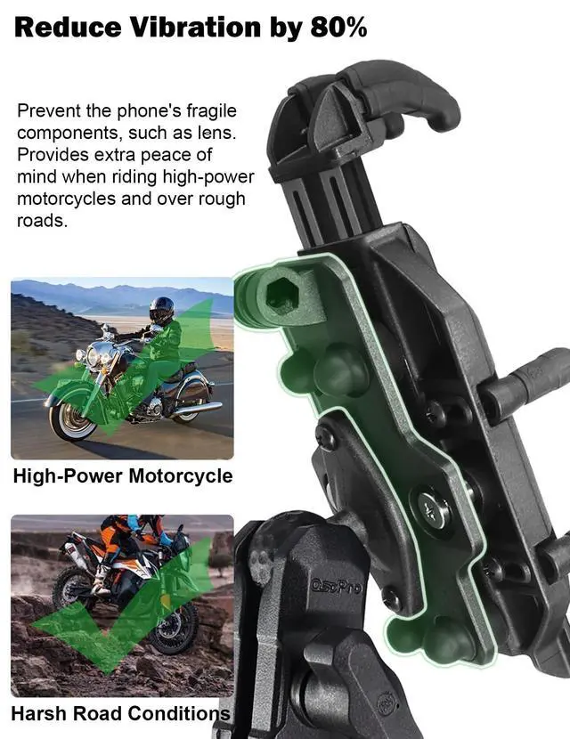 Alt view image 3 of 7 - WINDFRD Vibration Dampening Motorcycle Phone Mount, Solid Phone Holder with Vibration Dampener, Protect Cell Phone Components, Compatible with Motorcycle Handlebar