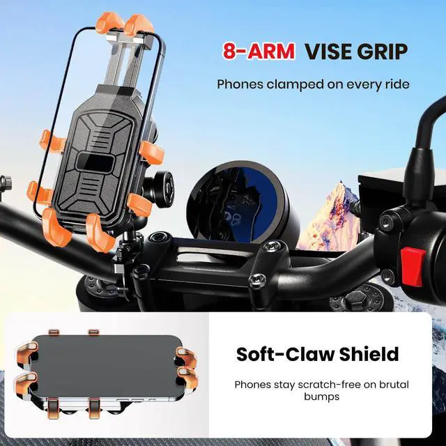 Alt view image 4 of 7 - Thlevel Motorcycle Phone Mount Holder with Vibration Dampener Anti-Shake 720° Adjustable for iPhone 16 Pro Max for Samsung 5.4''-6.9'' Phone Anti-Theft Dirt Bikes(U Shape Base 0.6-1.1" Handlebar)