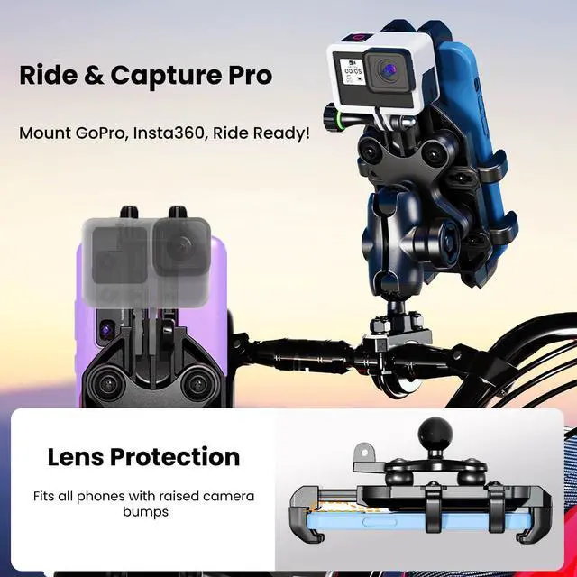 Alt view image 7 of 7 - Thlevel Motorcycle Phone Mount Holder with Vibration Dampener Anti-Shake 720° Adjustable for iPhone 16 Pro Max for Samsung 5.4''-6.9'' Phone Anti-Theft Dirt Bikes(U Shape Base 0.6-1.1" Handlebar)