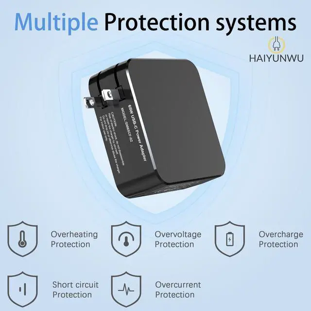 Alt view image 6 of 7 - HAIYUNWU 65W USB C Power Adapter USB C Laptop Charger Compatible with Mac Book Pro Dell Latitude Lenovo HP Spectre Asus Acer Chromebook Huawei Matebook Steam Deck and Any Laptops or Smart Phones