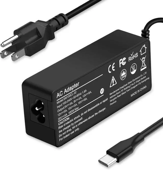 Main image of Universal 100W USB-C Laptop Charger for Lenovo,Acer,Dell,Asus,Mac Book Pro/Air 16, 15, 14, 13 Inch, Chromebook, Lenovo ThinkPad and Type-C Adapter Charger (Universal 100W USB C Charger)