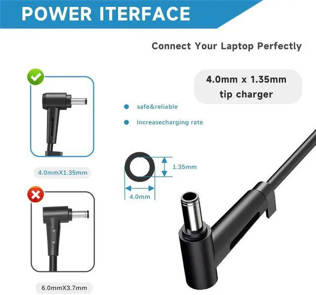 Alt view image 4 of 6 - VRAVEK 65W 45W Laptop Charger Compatible with Asus Vivobook 14 15 17, Flip 14 15, S13 S14 S15, 19V/3.42A AC Adapter Compatible with Go 12 14 15 X515 X515J X515E X515M X515JP X515MA Power Cord