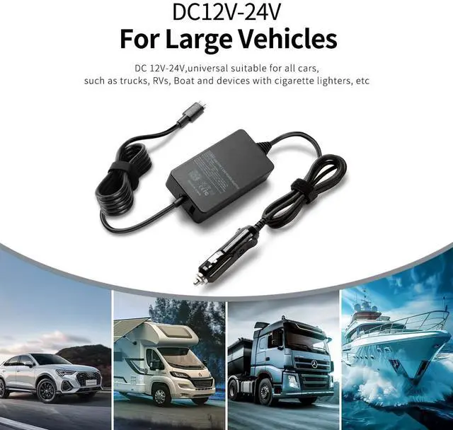 Alt view image 7 of 7 - 100W Car Laptop Charger USB C Compatible with MacBook HP Dell Acer Asus Lenovo Thinkpad Nimo MSI LG Samsung Surface pro 10 9 8 Google Chromebook, iPad ROG Ally Steam Deck Type-C Devices