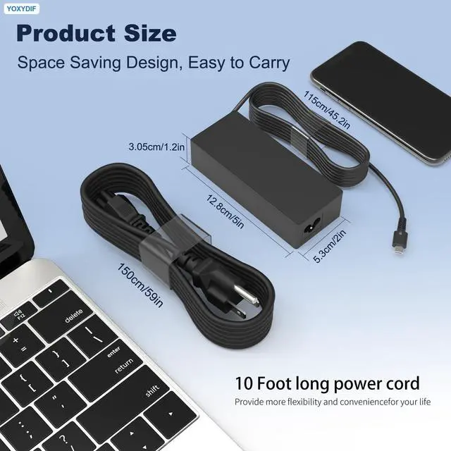 Alt view image 6 of 7 - YOXYDIF 100W USB C Laptop Charger PD3.0 Type C Power Adapter Fast Charging Compatible with MacBook Pro/Air,Lenovo Thinkpad/Yoga,Dell Precision/Latitude,MSI HP Acer Asus and All USB-C Devices Computer