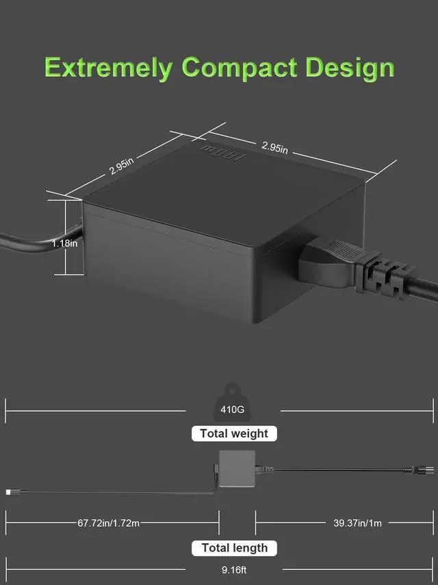Alt view image 3 of 7 - PowerPortnerLink 100W USB C Charger Compatible with Asus Laptop and ROG Ally X Z1 Extreme Dock Gaming Console