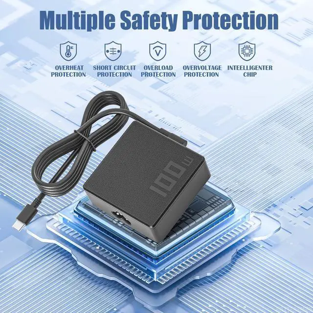 Alt view image 6 of 6 - 100W USB C AC Adapter Compatible with Asus Rog Ally X Charger Legion Go S MSI Claw Handheld Gaming Console, Dock ROG Flow X13 GV301 GV302 Z13 GZ301 ZenBook 14 14X Zephyrus M16 GU604 GU604VI Laptop