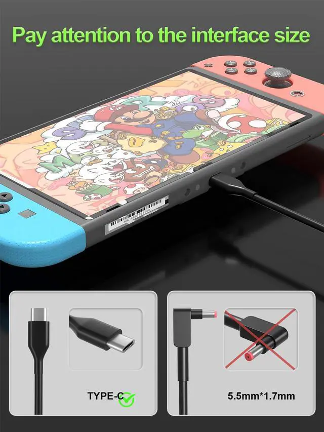 Alt view image 2 of 7 - 65W USB C Charger Compatible with ASUS ROG Xbox Ally X R1 Z1, Steam Deck, Legion Go S, Switch/Lite/OLED/Switch2/ MSI Claw/Logitech G Cloud, GPD Win, onexplayer Gaming Handheld
