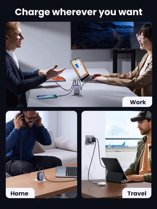 Alt view image 6 of 7 - UGREEN Nexode 65W GaN USB C Wall Charger, 4-Port Fast Type-C Charger Compatible with MacBook Pro/Air, iPhone 17/16/15 Series, Galaxy S25/S24, Pixel 10/9, iPad Pro, Steam Deck