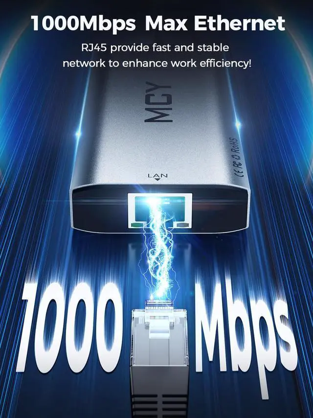 Alt view image 7 of 7 - MCY USB C Hub,Laptop Docking Station Dual Monitor Single 8K,2x4K@60Hz,10 in 1 Type-C Multiport Adapter with 2 HDMI,PD100W,Extender Splitter,Card Reader,Ethernet Dock for Mac/Dell/HP/Surface/Steam Deck