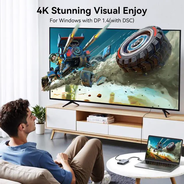 Alt view image 3 of 7 - USB C Docking Station Dual Monitor Adapter for Dell HP, Laptop Docking Station 3 Monitors Quad Display USB C Hub Dongle to 2 HDMI,DP,VGA,3 USB,PD,100W PD,Ethernet, 9 in 1 Thunderbolt Dock for Surface