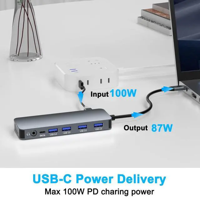 Alt view image 3 of 7 - Docking Station for Dell/HP/Lenovo/Surface Laptop, Dual HDMI Adapter for 2 Monitors, 13 in 1 USB C Hub With HDMI/VGA/USB/PD/Ethernet/SD/TF/Audio