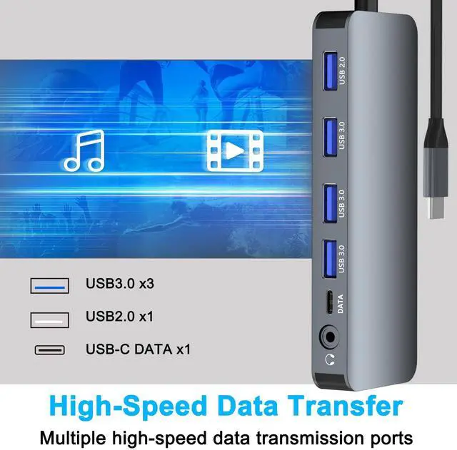 Alt view image 4 of 7 - Docking Station for Dell/HP/Lenovo/Surface Laptop, Dual HDMI Adapter for 2 Monitors, 13 in 1 USB C Hub With HDMI/VGA/USB/PD/Ethernet/SD/TF/Audio