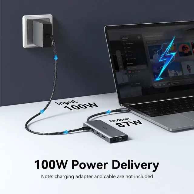 Alt view image 7 of 7 - USB C Docking Station Dual Monitor HDMI Adapter for Dell HP Lenovo,Laptop Docking Station 3 Monitors USB C Hub Multiple Adapter Dongle with 2 HDMI 4K+VGA+100W PD Charger+3 USB Port+SD/TF Card Reader