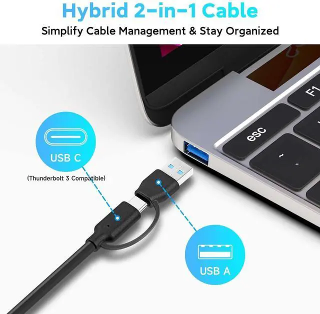 Alt view image 3 of 7 - Powered USB 3.0 /USB C Hub, ikuai Aluminium 7-Port USB Hub Splitter with AC Adapter LED Individual On/Off Switches and 3.3ft Extended Long Cable for Laptop, Mac, PC, Flash Drive, Mobile HDD