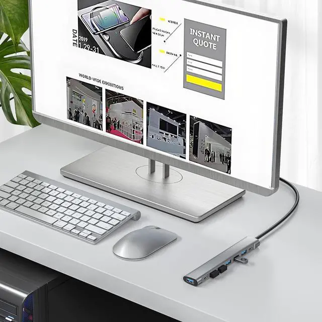 Alt view image 6 of 6 - USB Hub Long Cable, 8 Ports USB 3.0 Adapter with 6 USB 3.0 Data Ports,USB-C Data,USB Splitter with USB C 5V/3A Power Port, 47IN/120CM Main Cable for Laptop PC