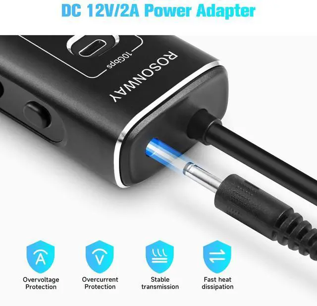 Alt view image 6 of 7 - Powered USB Hub, Rosonway 7-Port USB 3.2/USB C Hub with 10Gbps USB-A 3.2, 2 USB-C 3.2, 4 USB 3.0 Ports, Individual Switches and 12V Power Adapter, Aluminum USB Port Expander for Laptop/PC, RSH-A107C