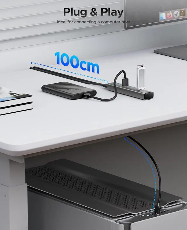 Alt view image 5 of 7 - 7-Port USB 3.0 Hub, Aluminum USB Multiple Adapter, 5Gbps USB Extender USB Splitter with 3.28Ft Cable, UBS-A Hub Long Cable for Desktop, PC, Flash Drive, Mobile HDD, Windows/XPS