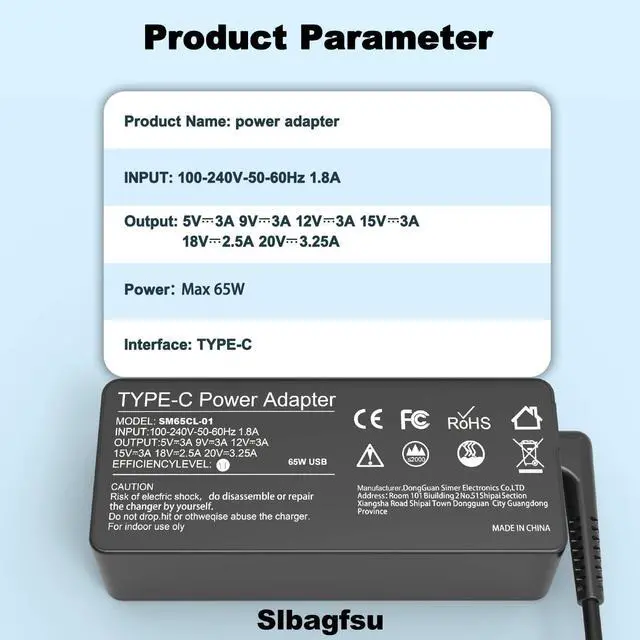 Alt view image 2 of 5 - Slbagfsu 65W USB C Laptop Charger Compatible with Dell Latitude 5320 7320 5440 5540 7440 5430 5530 7430 5420 7420 5520 7400 7410 7390 7330 9430, Type C AC Adapter Power Cord