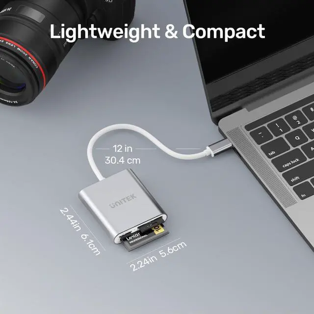 Alt view image 7 of 7 - Unitek USB C SD Card Reader, Aluminum 3-Slot USB 3.0 Type-C Flash Memory Card Reader for USB C Device, Supports SanDisk Compact Flash Memory Card and Lexar Professional CompactFlash Card - Grey