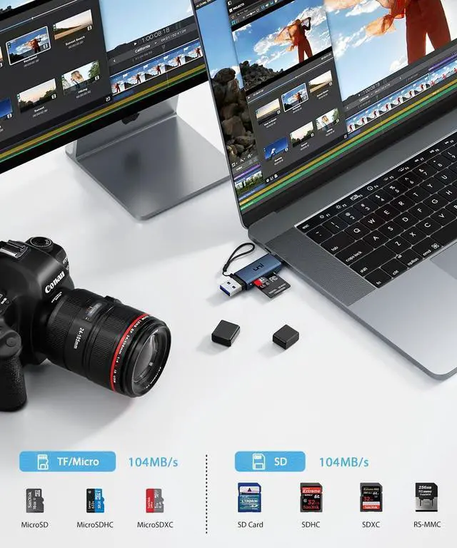 Alt view image 3 of 5 - SD Card Reader, uni High-Speed USB C to Micro SD Card Adapter USB 3.0 Dual Slots, Memory Card Reader for SD/Micro SD/SDHC/SDXC/MMC, Compatible with MacBook Pro/Air, Chromebook, Android Galaxy