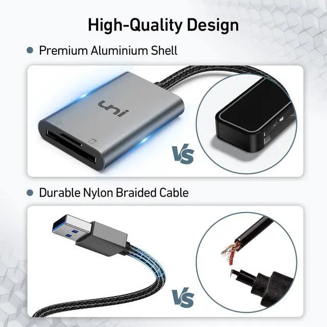 Alt view image 6 of 7 - uni SD Card Reader, High-Speed USB 3.0 to Micro SD Card Adapter, Aluminum Computer Memory Card Reader Dual Slots, for SD/SDXC/SDHC/MMC/Micro SDXC/TF/Micro SDHC | Laptop, PC, and More