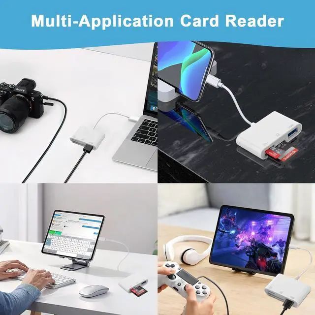 Alt view image 3 of 5 - SD Card Reader USB C to Micro SD,Dual Slots with Camera Adapter for Digital Camera, iPhone 15-17, iPad, Mac, MacBook, Android, Laptop