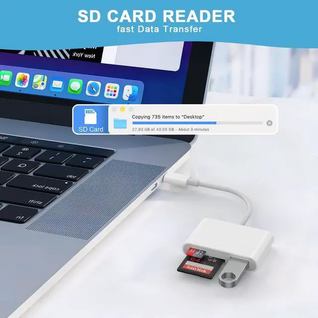 Alt view image 4 of 5 - SD Card Reader USB C to Micro SD,Dual Slots with Camera Adapter for Digital Camera, iPhone 15-17, iPad, Mac, MacBook, Android, Laptop