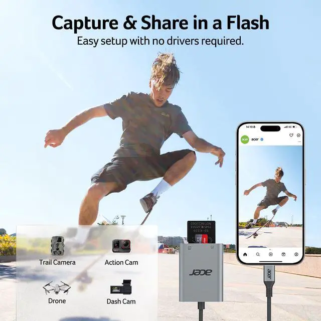 Alt view image 6 of 7 - SD Card Reader USB C, Dual Slots Type C to Memory Card Reader, Aluminum Micro SD Card Camera Adapter for MicroSD, SDHC, SDXC, Compatible with iPhone16/15, MacBook, iPad Pro, Android, Laptop