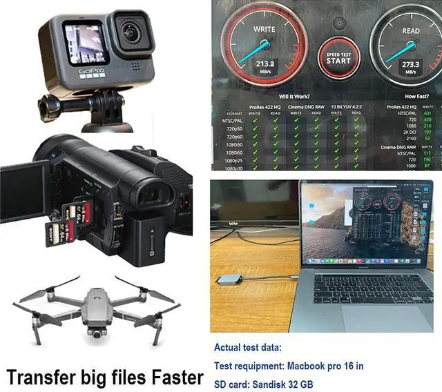 Alt view image 5 of 7 - UHS-II High Speed Card Reader, USB C SD 4.0 Memory Card Reader, for SDXC, SDHC, SD, MMC, Micro SDXC, Micro SD, Micro SDHC Card, UHS-II UHS-I Cards, Compatible with MacBook Pro, iPad Pro Samsung S21