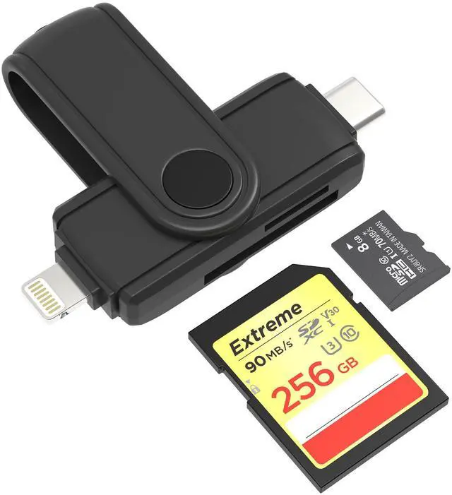 Main image of SD Card Reader for iPhone 16, 5G USB C Super Speed TF Card Reader, Lightning to Micro SD Memory Card Adapter Dual Slot for UHS-I SDHC/SDXC/MMC, Support OTG for Plug & Play