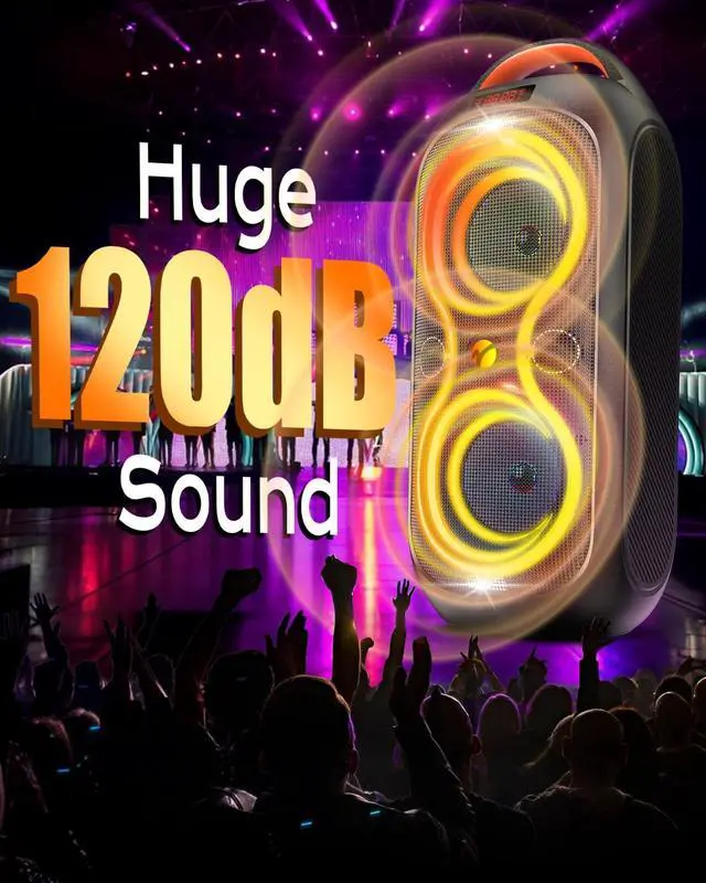 Alt view image 5 of 7 - ABigDay Party Bluetooth Speaker Up to 40W Sound Peak, Dynamic LED Lights, 8 Vibrant Colors & 5 Light Modes, Micro SD Slot, AUX, USB & Microphone Input, 6-Hours Playtime, Ideal for Events & Parties