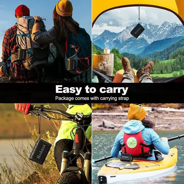 Alt view image 7 of 7 - Portable Bluetooth Speaker Wireless, IPX7 Small Shower Speaker Waterproof, 15H Playing Time, Loud and Stereo Sound with Bass, TWS Pairing for Party, Camping, Travel, Black