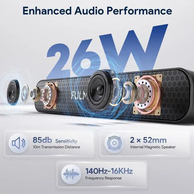 Alt view image 2 of 7 - FULMINARE Bluetooth Speaker with 26W HD Sound, Portable Speaker Up to 30H Playtime, AUX&TF-Card&USB Input, LED Lights, Speakers Bluetooth 5.3 Wireless for Home/Party/Outdoor, (Black)