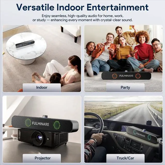 Alt view image 6 of 7 - FULMINARE Bluetooth Speaker with 26W HD Sound, Portable Speaker Up to 30H Playtime, AUX&TF-Card&USB Input, LED Lights, Speakers Bluetooth 5.3 Wireless for Home/Party/Outdoor, (Black)