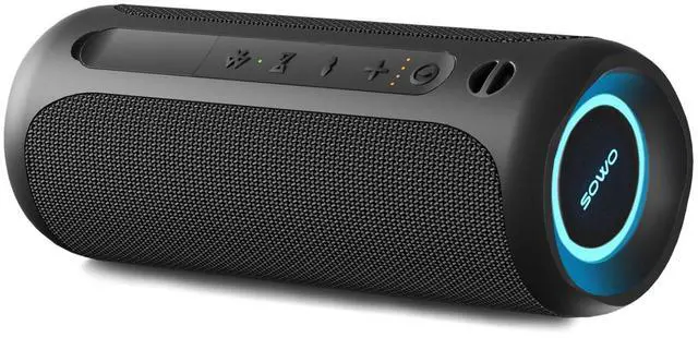 Main image of Wireless Portable Speaker,IPX7 Waterproof Bluetooth Speaker, 25W Loud Stereo Sound, Bassboom Technology, TWS Pairing, Built-in Mic, 16H Playtime with Lights for Home Outdoor - Black