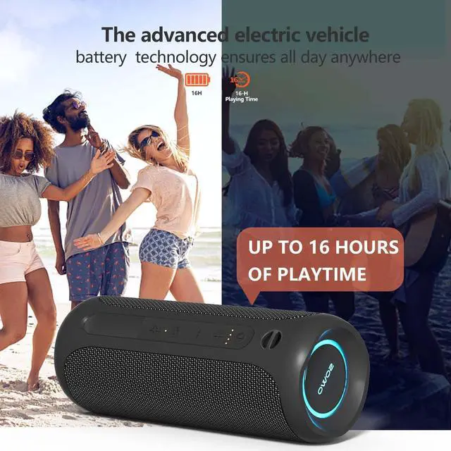 Alt view image 4 of 7 - Wireless Portable Speaker,IPX7 Waterproof Bluetooth Speaker, 25W Loud Stereo Sound, Bassboom Technology, TWS Pairing, Built-in Mic, 16H Playtime with Lights for Home Outdoor - Black