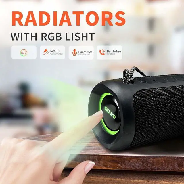 Alt view image 7 of 7 - Wireless Portable Speaker,IPX7 Waterproof Bluetooth Speaker, 25W Loud Stereo Sound, Bassboom Technology, TWS Pairing, Built-in Mic, 16H Playtime with Lights for Home Outdoor - Black