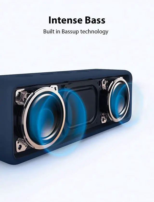 Alt view image 2 of 6 - Soundcore 2 Portable Bluetooth Speaker with Stereo Sound, Bluetooth 5, Bassup, IPX7 Waterproof, 24-Hour Playtime, Wireless, Speaker for Home, Outdoors, Travel- Navy Blue