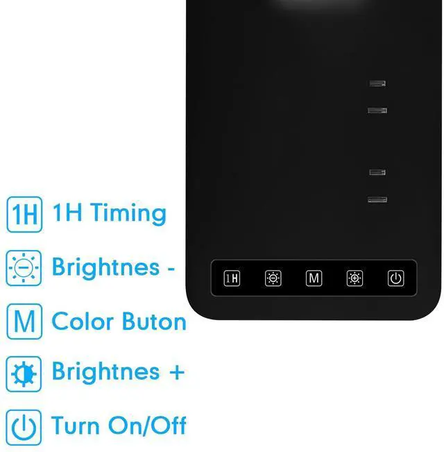 Alt view image 6 of 7 - Smart Desk Lamp with 4-in-1 Charging Station (2 AC outlets, Type-C, USB-A Ports), 5 Color temperatures and 5 Brightness Levels, Adjustable gooseneck arm, Eye-Friendly Lighting for desks, bedrooms