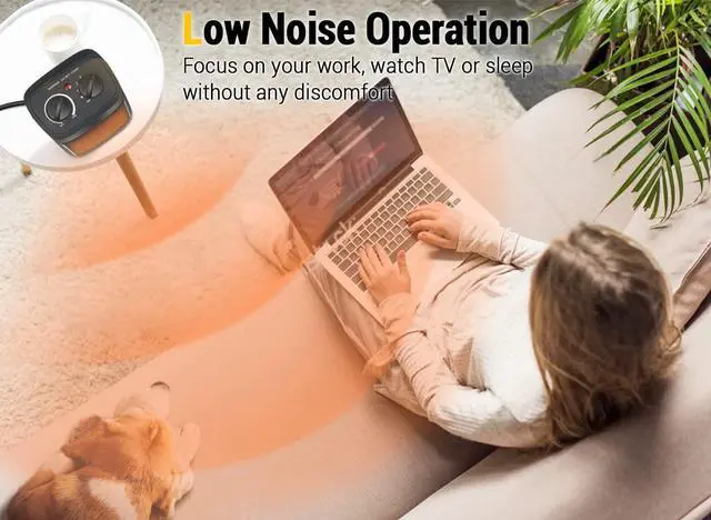 Alt view image 7 of 7 - Space Heater, 1500W Electric Heaters Indoor Portable with Thermostat, PTC Fast Heating Ceramic Room Small Heater with Heating and Fan Modes for Bedroom, Office and Indoor Use