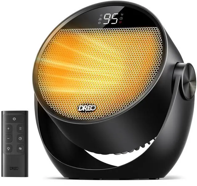 Main image of Space Heater 1500W, 60° Adjustable Tilt, 10.5ft/s Portable Electric Heaters for Indoor Use with Thermostat, 8 Safety Protections, 3 Modes, Remote, Quiet Desk Heater for Bedroom, Office, Black