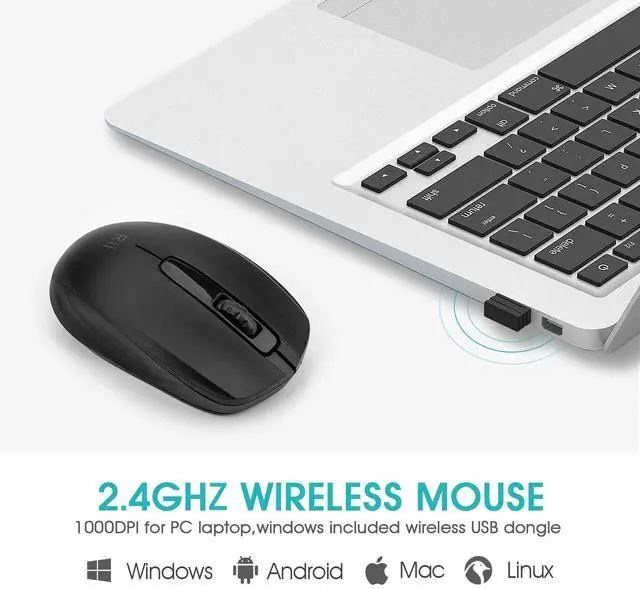 Alt view image 3 of 6 - Rii Wireless Noiseless Mouse,2.4G Portable Computer Mice for PC, Laptop, Windows,Office Included Wireless USB dongle (Silent(Black)-New)